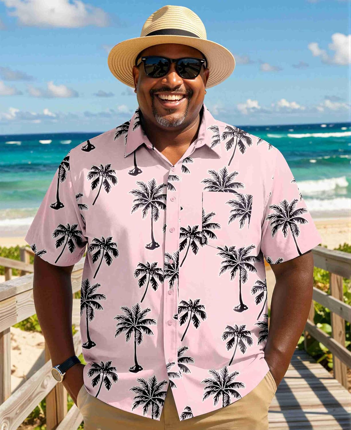 COOFANDY Big and Tall Men's Hawaiian Shirts Short Sleeve Tropical Floral Button Down Shirt Casual Summer Beach Shirts - Image 2