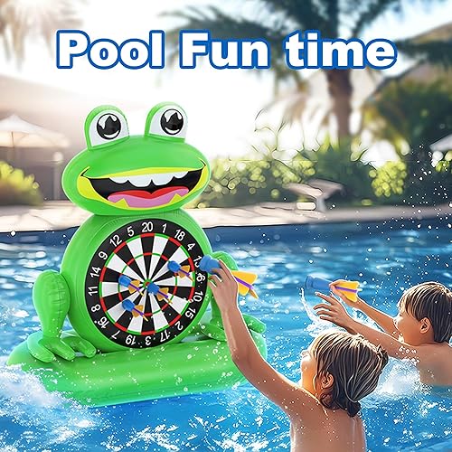 Miniatura 3 de MOONTOY Juguetes de piscina para niños, juego de mesa inflable de dardos de rana, juegos de piscina para playa y patio trasero, juguetes de agua de