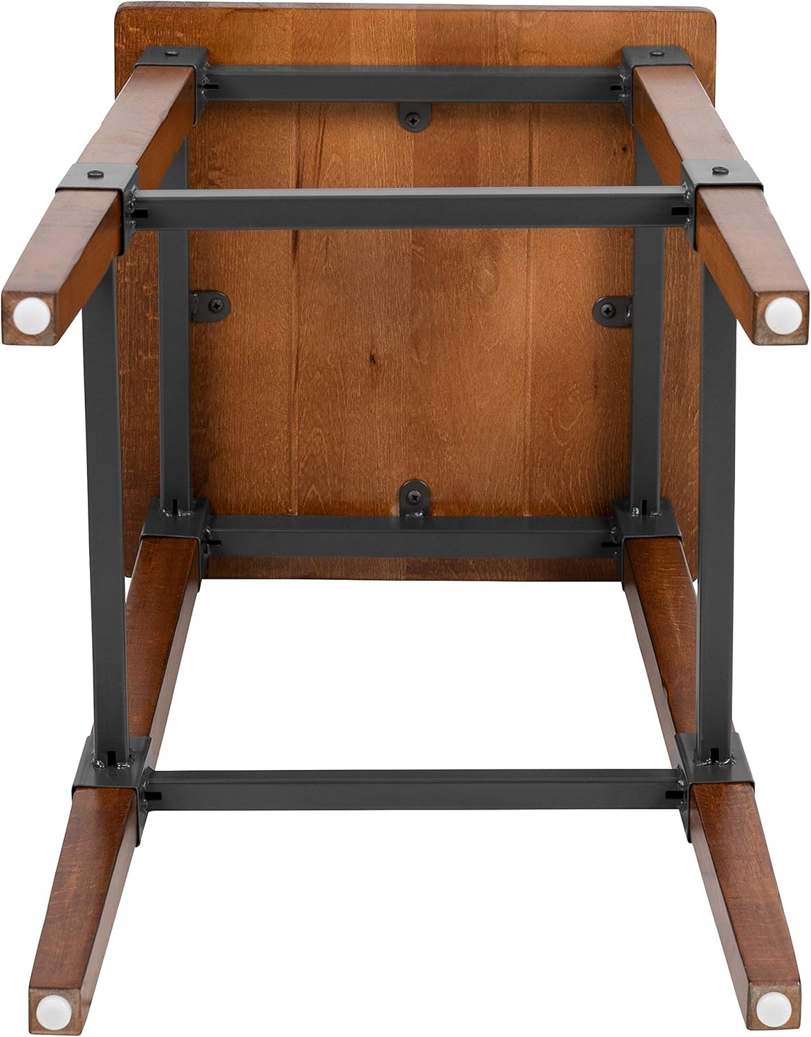 Flash Furniture 4 Pack Rustic Antique Walnut Industrial Wood Dining Backless Barstool