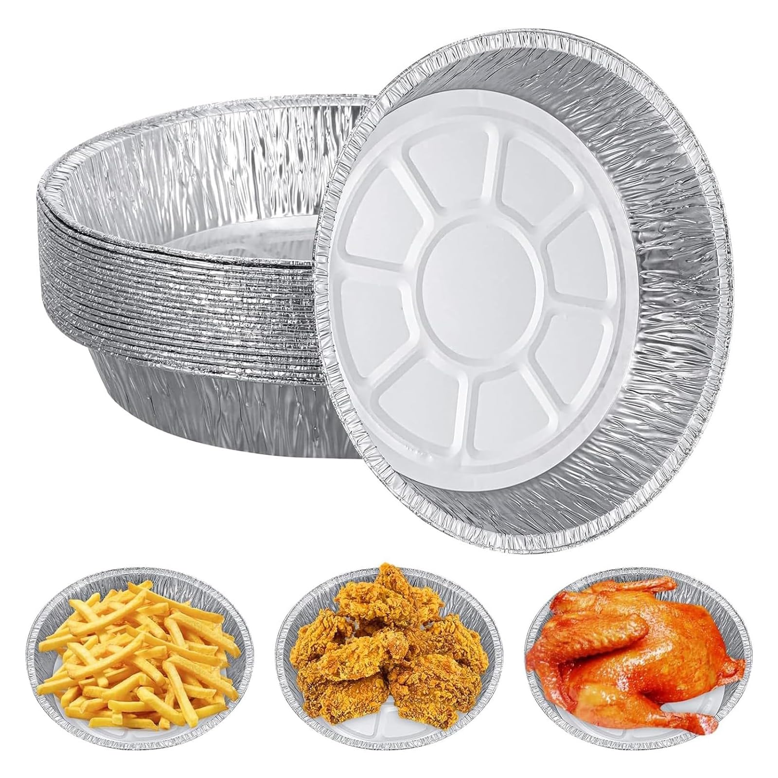 YuanYouTong 20 Pcs Aluminium Foil Trays, 6 Inch Round Air Fryer Liners Disposable, Tin Dishes Food Containers for Airfryer, Baking, Oven, Tower, Air Fryer Accessories for Ninja, COSORI, Tefal