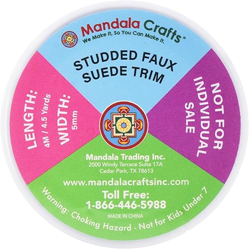 Miniatura 4 de Mandala Crafts Cuerda de gamuza sintética Assoterd de 0.197 in con tachuelas neutras para fabricación de joyas, cinta de piel sintética de 52