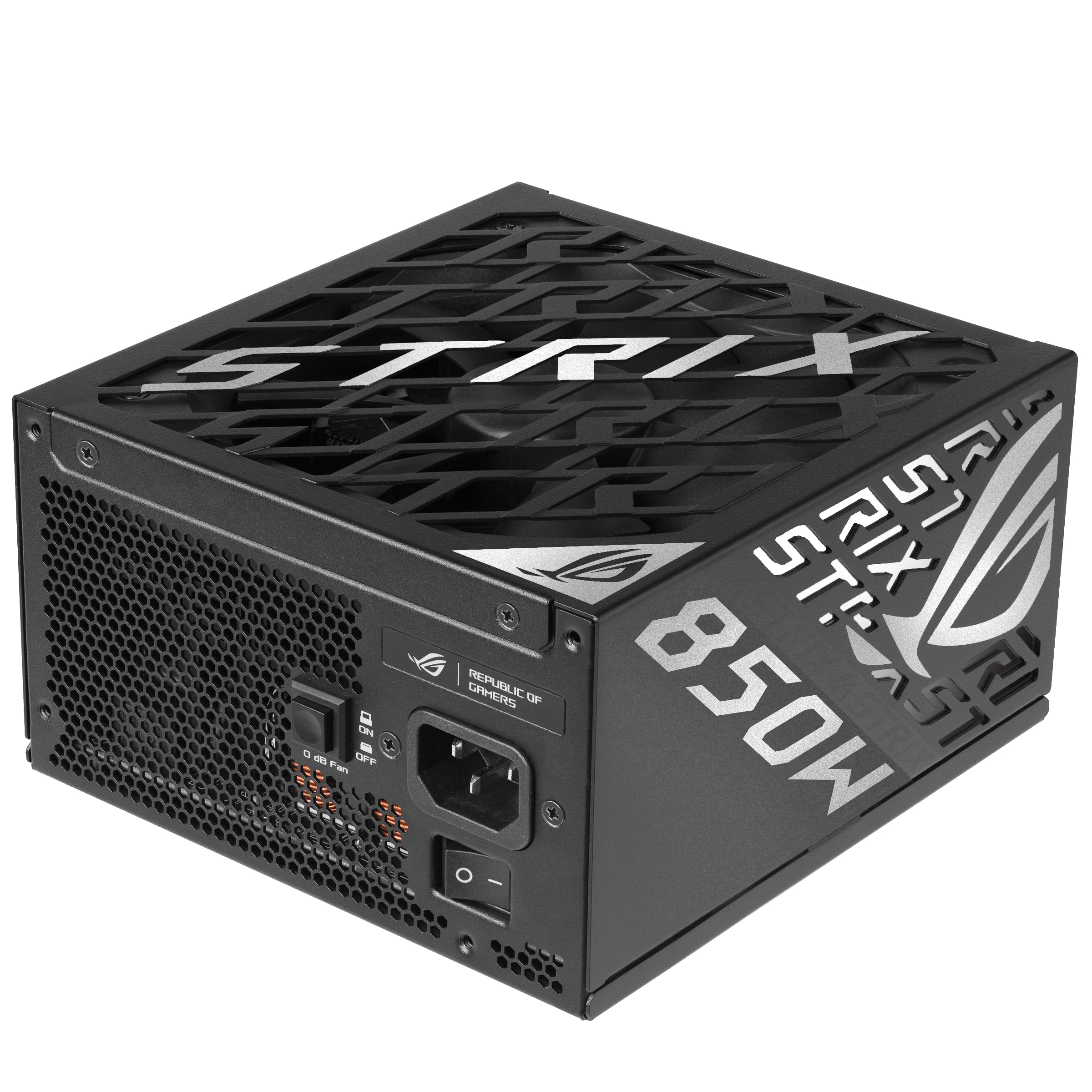 ASUS ROG Strix 850 W Platinum Equalizer, Modułowy zasilacz do gier, PCle Gen 5.1, ATX 3.1, 80+ Platinum, Cybenetics Lambda A, podwójne łożysko kulkowe, czarny, ROG-STRIX-850P-GAMING-E