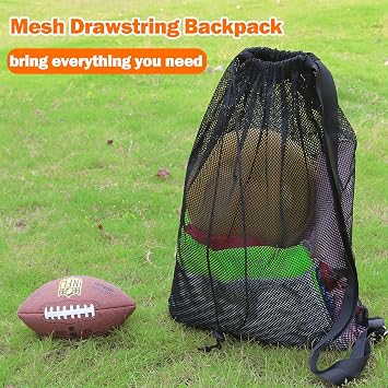 NATURAL STYLE 2 Packs Swim Bag Mesh Drawstring Backpack Oversized 18 x 26, Large Mesh Drawstring Backpack