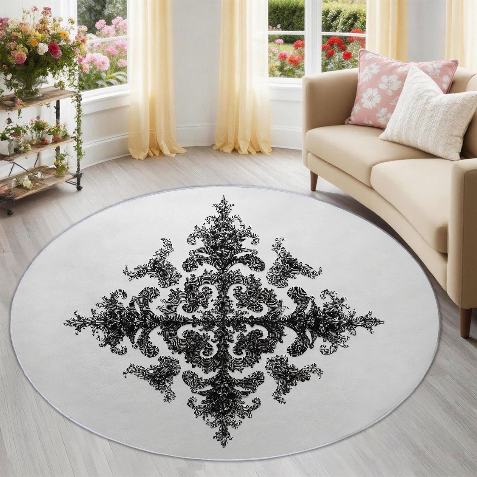Tapis rond salon antidérapant fini les glissades tapis sol 90cm