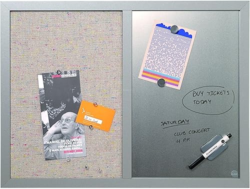 Miniatura 8 de MasterVision Tablero combinado, 18 x 24 pulgadas, tablero magnético de borrado en seco y tablero de anuncios de tela gris, marco de MDF gris, pequeño