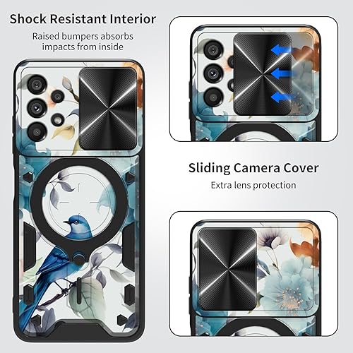 Vista 385 de Funda protectora híbrida para Samsung Galaxy A53 5G de 6.5 pulgadas y anillo giratorio de 360 grados, función atril, híbrida, de doble capa