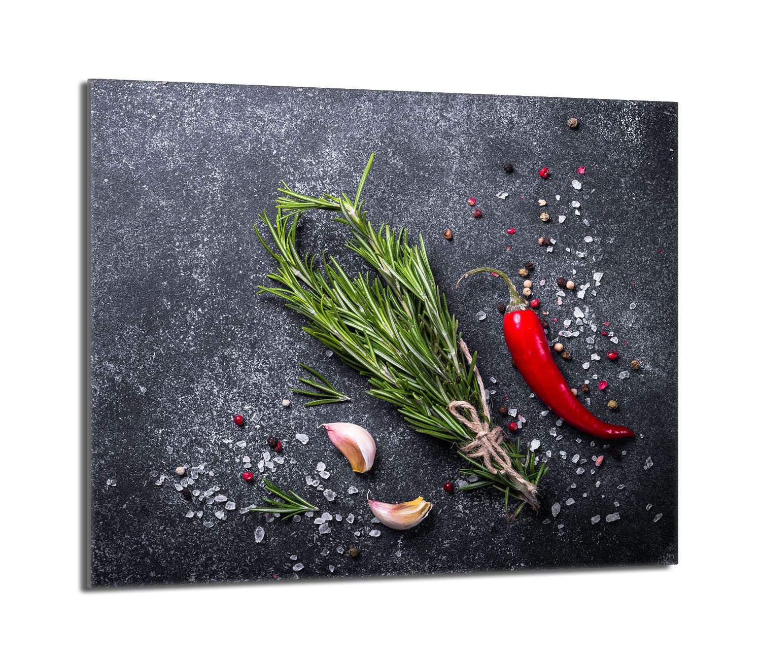 Plaque de recouvrement, 60 x 52 cm, en verre, pour cuisinières électrique, à induction, convient comme décoration, protection anti-éclaboussures ou planche à découper, Ardoise Épices