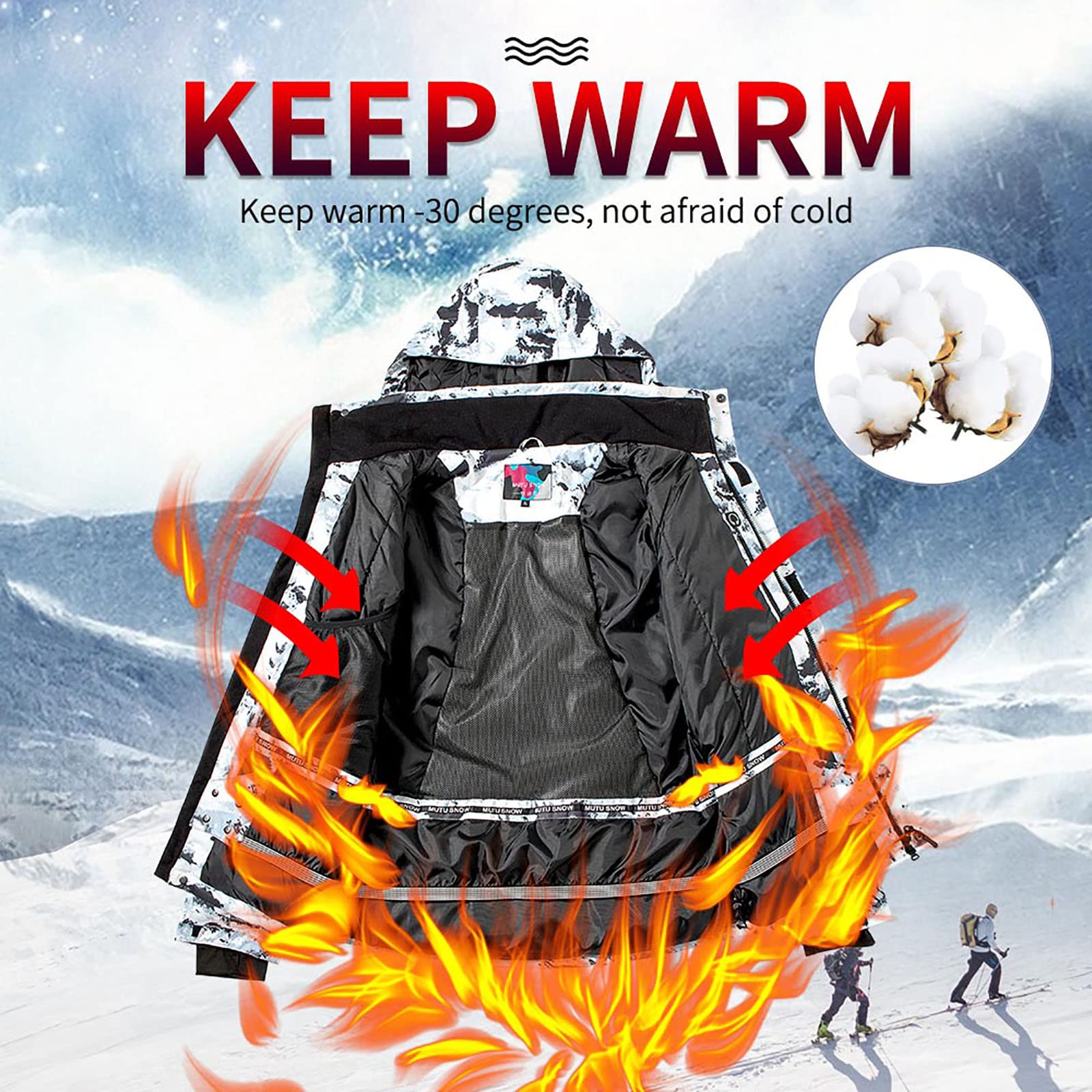 Traje de Esquí para Hombre Abrigo Impermeable Chaquetas y Pantalones de Snowboard Invierno Al Aire Libre Esquí de Montaña Ropa Térmica