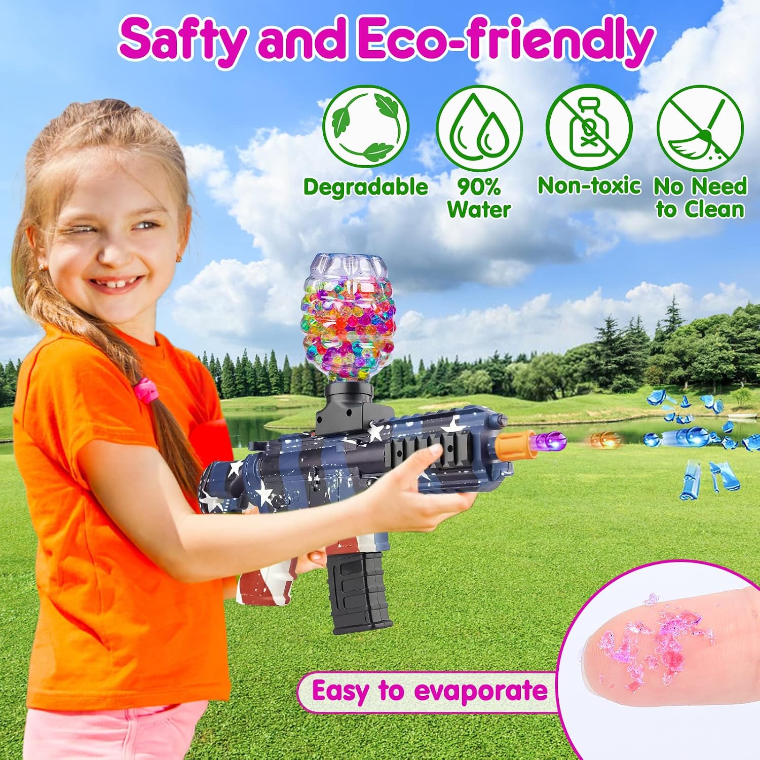 Gel Ball Blaster Refill Ammo(7-8mm) 200000 Splatter Ball Gun Ammo Gel Toy Blasters Water Ball Bullets for Gel Spatter Compatible for All Water Gun Ammo 7.5 Made of Non-Toxic Eco Friendly Water Ball