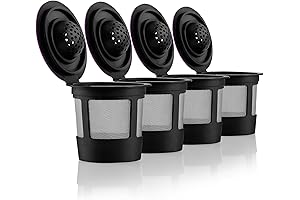 4 Black Reusable K Cups for Keurig | Reusable Coffee Filters |...