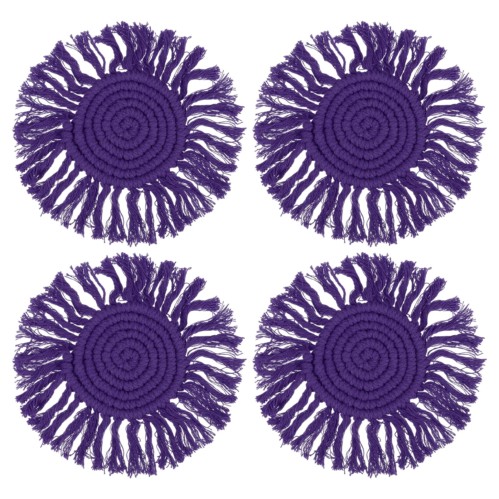 QUARKZMAN 4Pcs Sottobicchieri Boho Sottobicchieri Rotondi Intrecciati