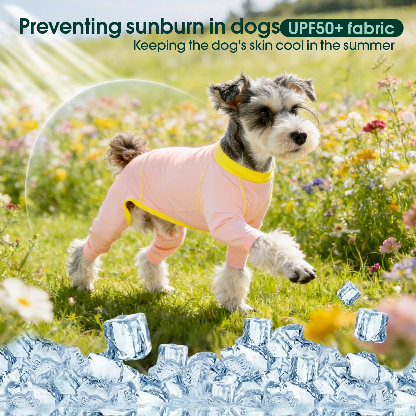 Kuoser Hunde Schlafanzug, Hundebody mit Beinen, Sonnenschutz Shirt, Rosa XL | Atmungsaktives Hundepyjama mit 4 Beinen für kleine Hunde, Kühlweste Hund, Hundeshirt für Indoor & Outdoor