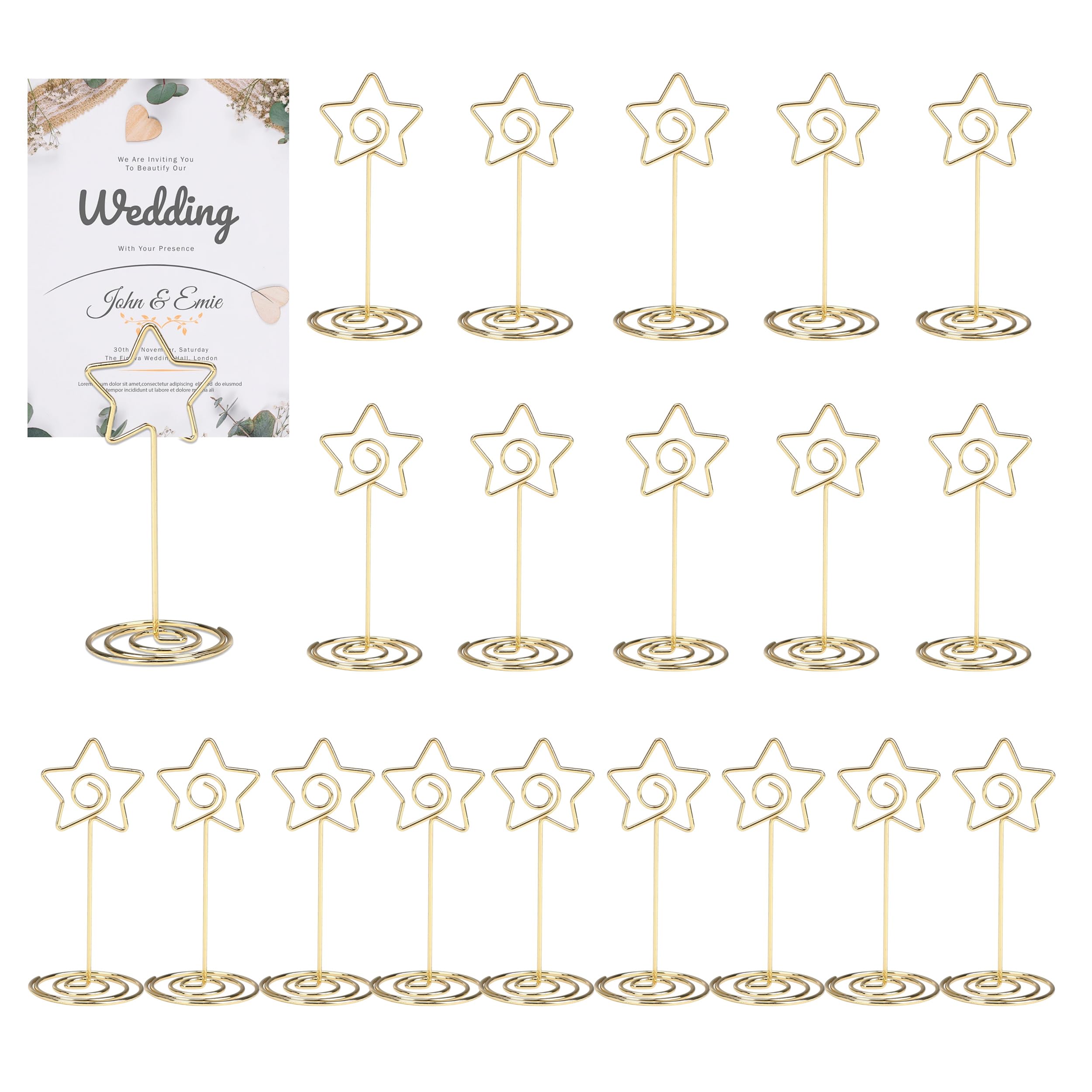 lbxtswpl 20 PCS Table Number Holders, Place Card Holder, 3.35 Inch Table Number Stands, Star-Shaped Wedding Table Number Holder for Party Graduation Home Restaurant Centerpiece Decor