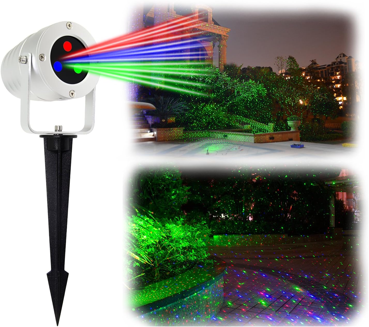 Umino Christmas Decoration Laser Light,Waterproof Automatic Rotating Star Laser Lamp for Xmas,Star Shower Landscape Lamp with RF Wireless Remote for Holiday Festival & Party