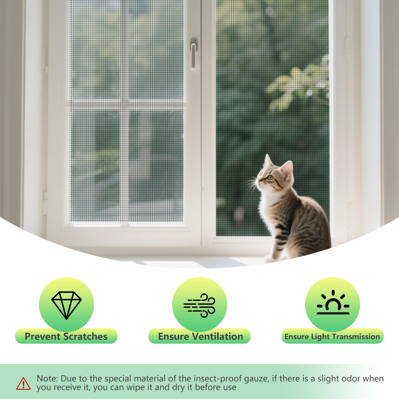 Realjoy Moskitiera okienna na owady, towar sprzedawany na metry, 120 x 250 cm, siatka chroniąca przed owadami z włókna szklanego, tkanina z możliwością przycięcia, siatka zastępcza do drzwi, okien
