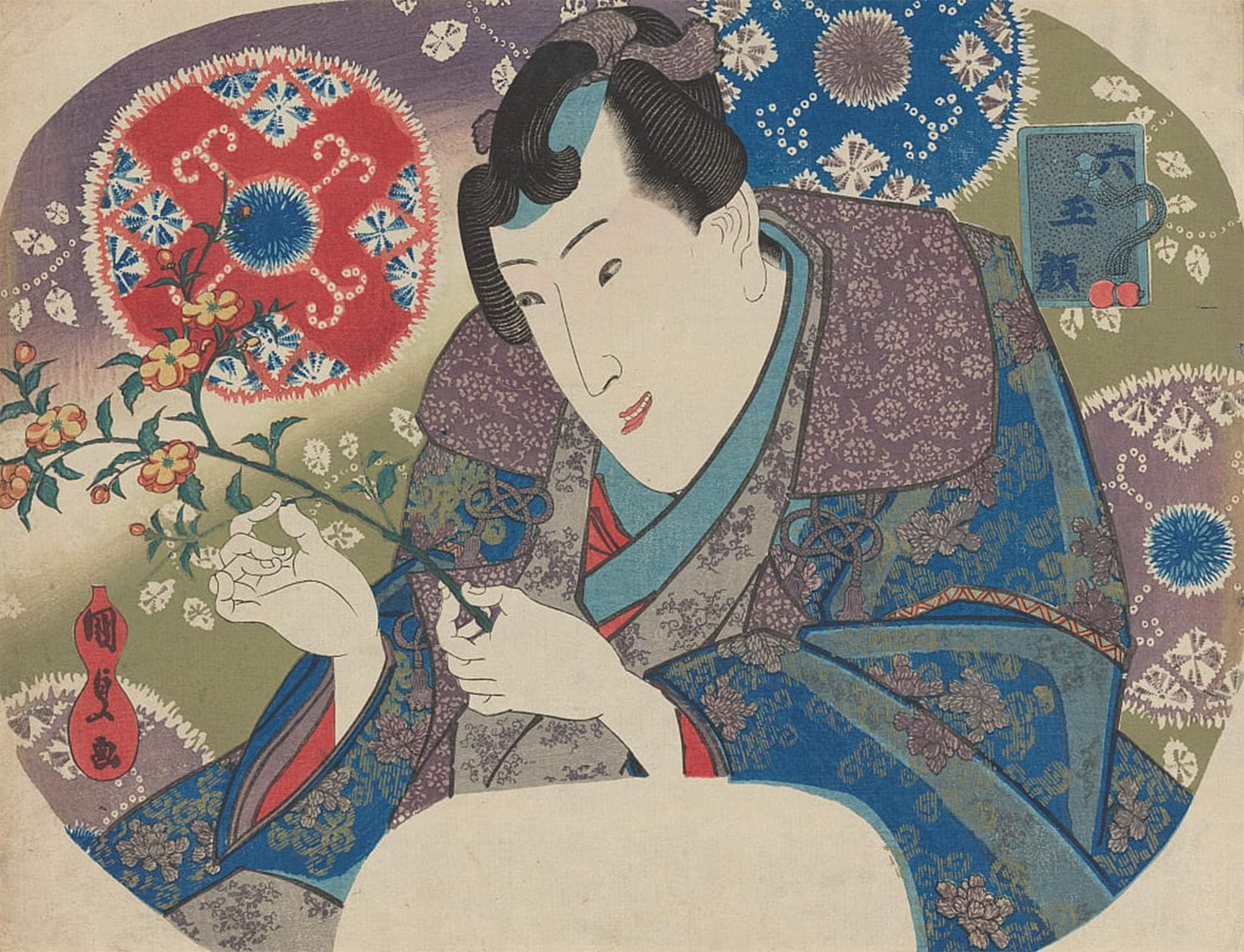 ARTXLXXBN Famous Art Print Poster Vintage Wall Art Mitsuuji with Mountain Roses Yamabuki by Utagawa Kunisada Canvas Art Poster for Home Decor 60x90cm
