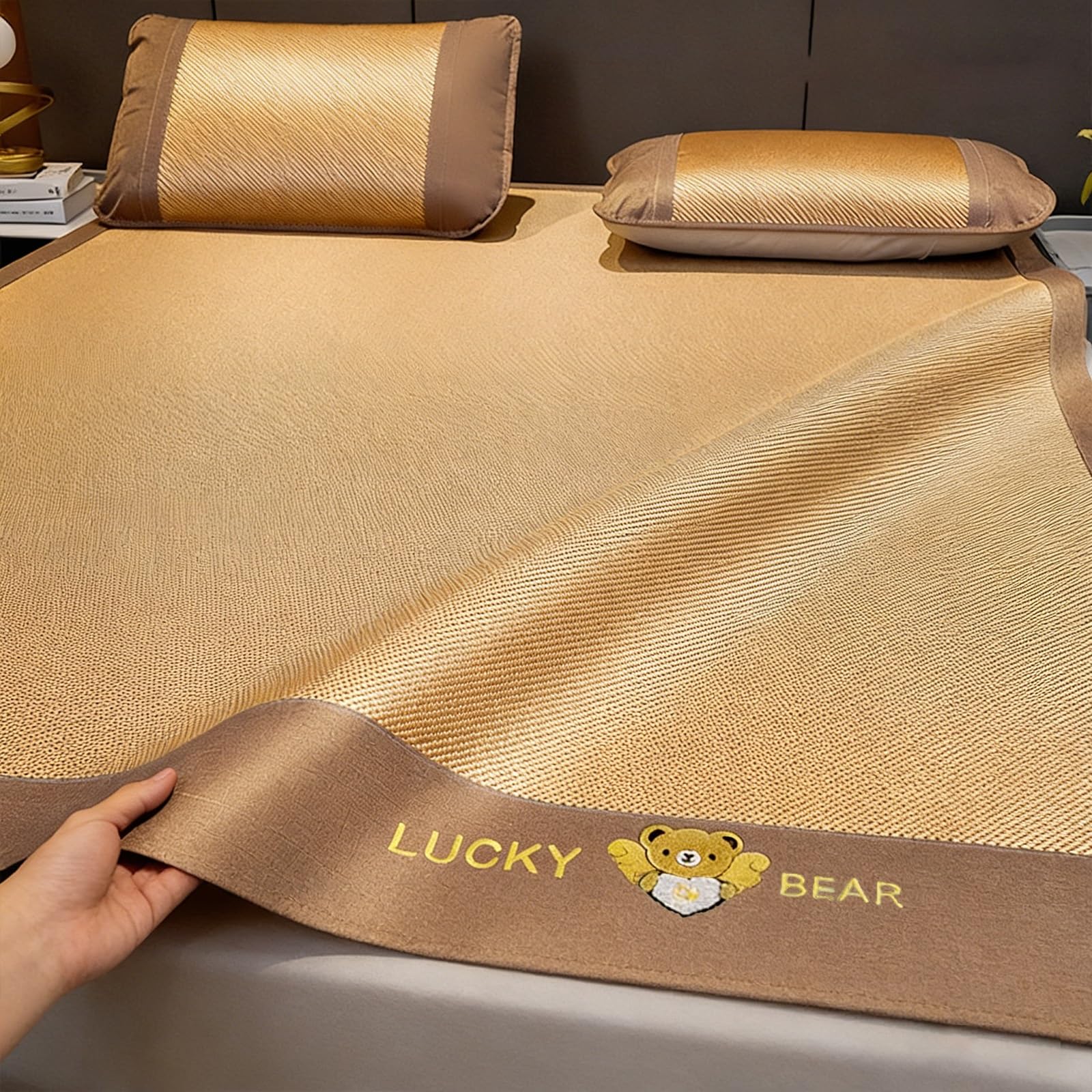 UZAMIRLEX Bamboo Cooling Mattress, Foldable Cooling Bed Mat Set, Ice Silk Breathable, 2-Pack, Multicolor, Multiple Sizes(Yellow1,120 * 200cm/47.2 * 78.7in)