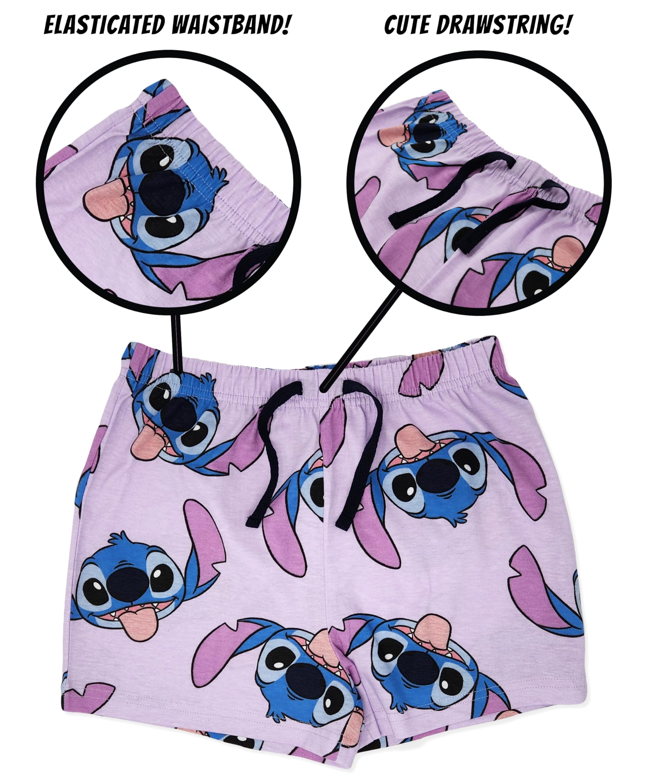 Pyjama 100% Coton peigné à épaules Courtes pour Filles Lilo & Stitch