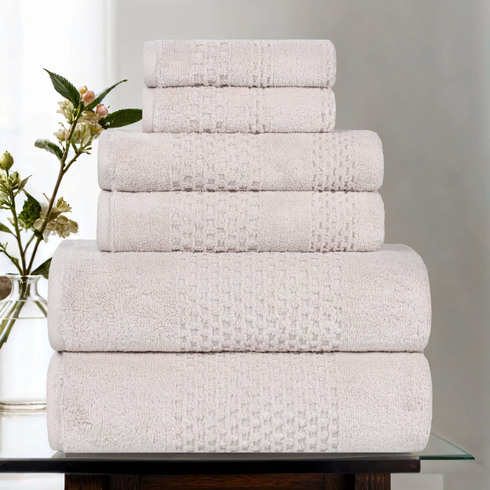 Toallas de algodón para baño de invitados: juego de 6 piezas absorbentes estilo spa para casa