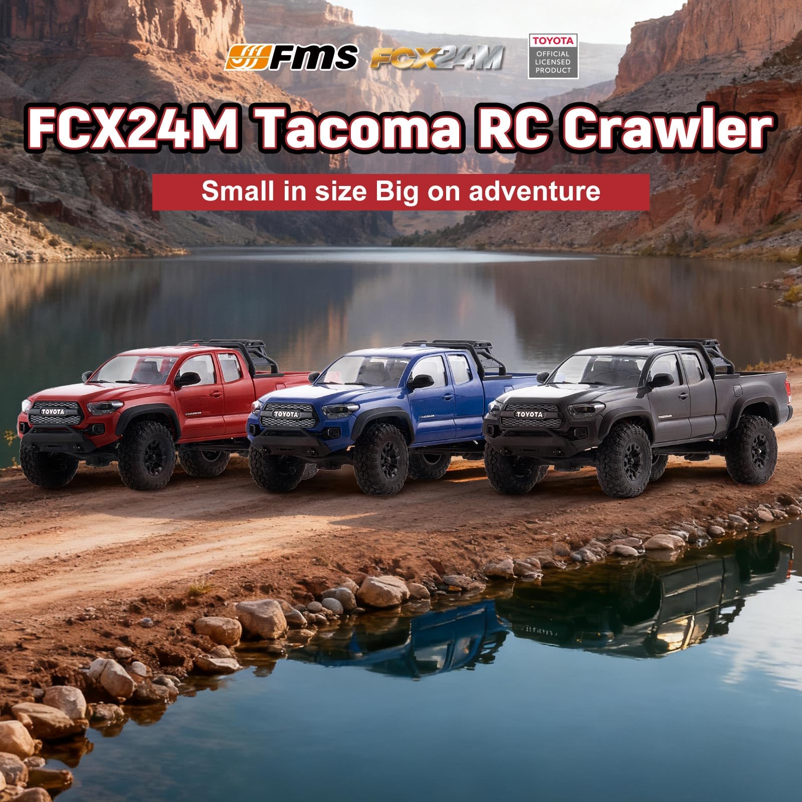 BEEZRC FMS 1/24 RC Crawler FCX24M Tacoma Toyota - Camión de roca 4WD Off-Road RC Rock, transmisión de 2 velocidades, coche de control remoto de grado hobby para adultos, RTR gris