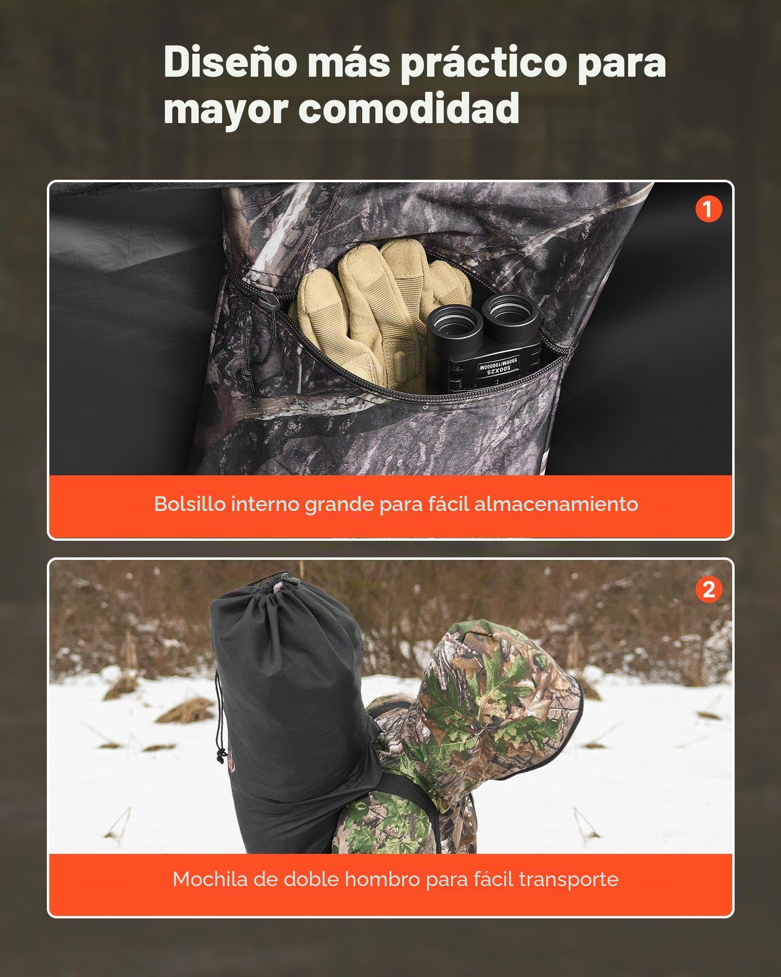 VEVOR Persiana de caza, persiana transparente de 270°, persiana de ciervo para caza con bolsa de transporte, tienda de campaña portátil y resistente