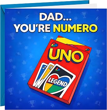 Fathers Day Card For Dad Funny Uno Joke Pun Theme Card Game 350gsm Father's Day Cards Numero Uno Joke Cards
