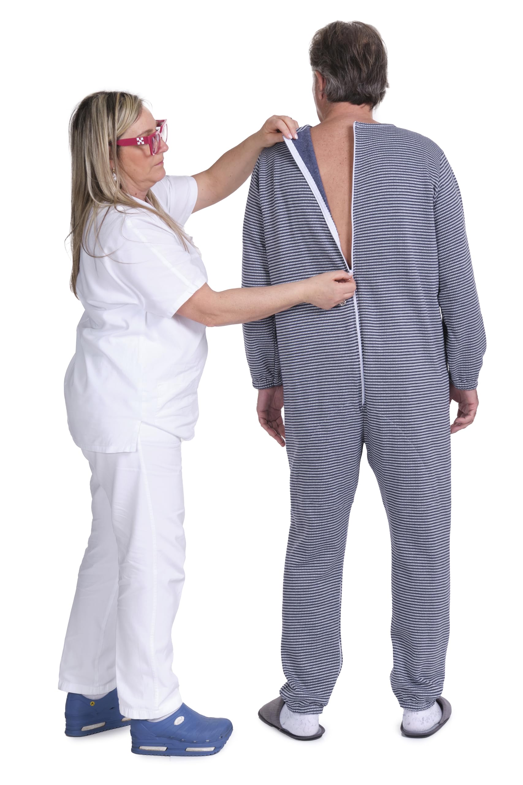 FERRUCCI COMFORT Pijama Tutón Sanitario Comodidad Manga Larga 3 Cremalleras/Cremallera Espalda - Interior Pierna Invierno Tejido Pesado