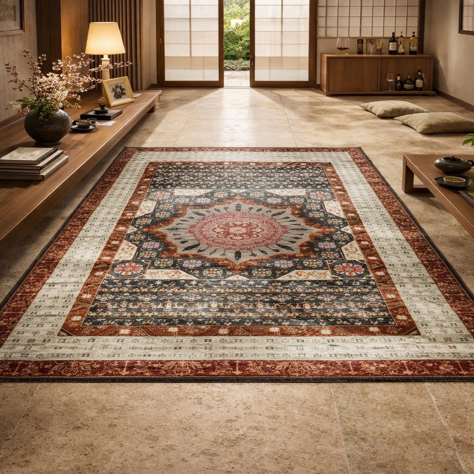 Alfombra lavable de pelo corto Rururug con base suave para una entrada interior siempre limpia