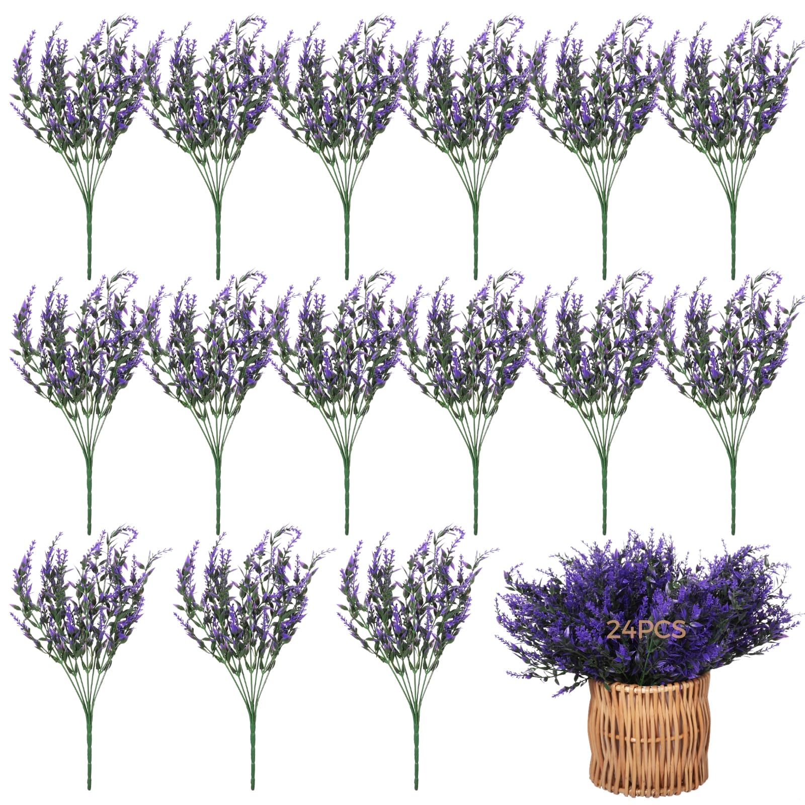 Bouquet de lavande artificielle en plastique et soie pour intérieur et extérieur
