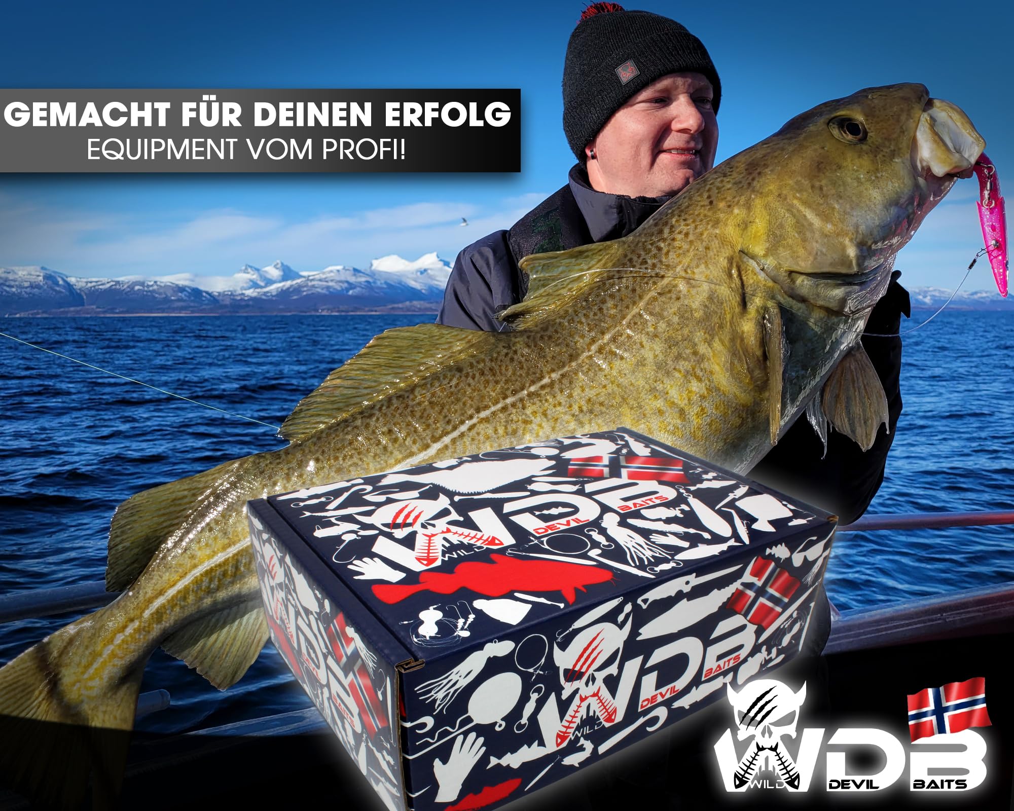 Angel-Berger Wild Devil Baits Pro Meeres Monatsbox Angelköder Meeresangeln Promo Lure Box Norwegen Geschenk Meeresangler