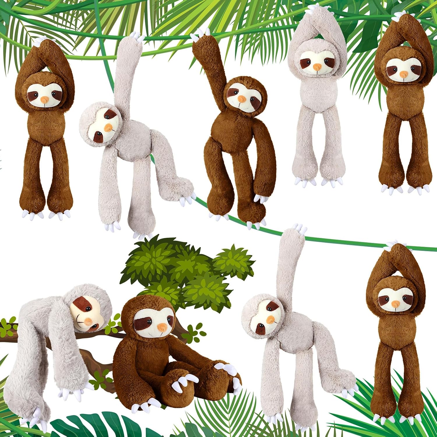 Amazon.com: 8 Pcs Hanging Sloth Stuffed Animal 18 Inch Three Toed Sloth