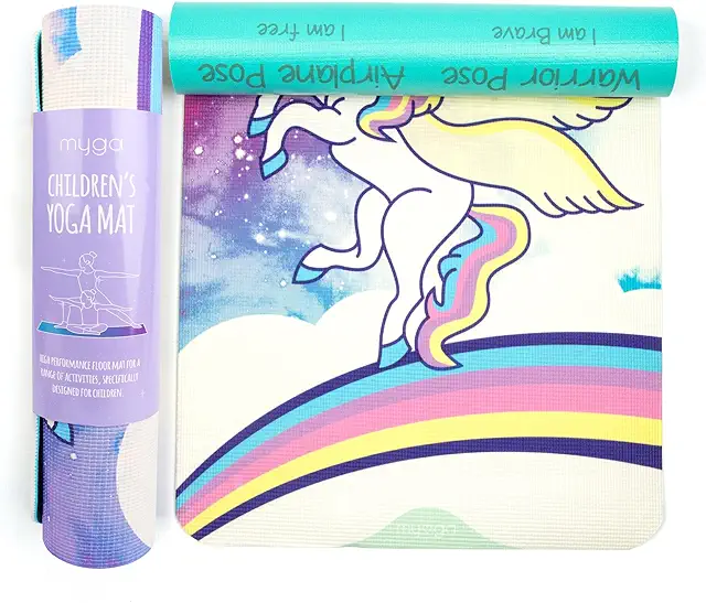 Kids Yoga Mat with 8 Poses - Eco-Friendly & Non-Slip Exercise Mat