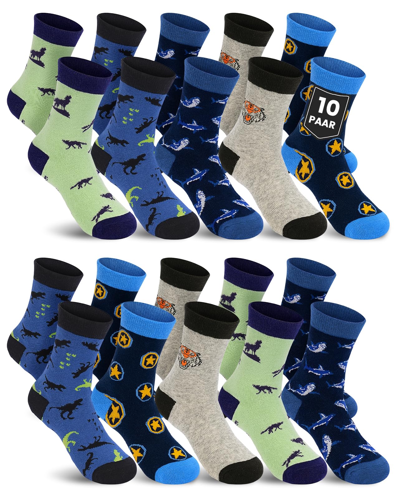 Kyopp 10 Paar Socken Kinder Mädchen und Jungen Klassisch Socken Lustig Cotton Socken Crew Socks Winter/Sommer