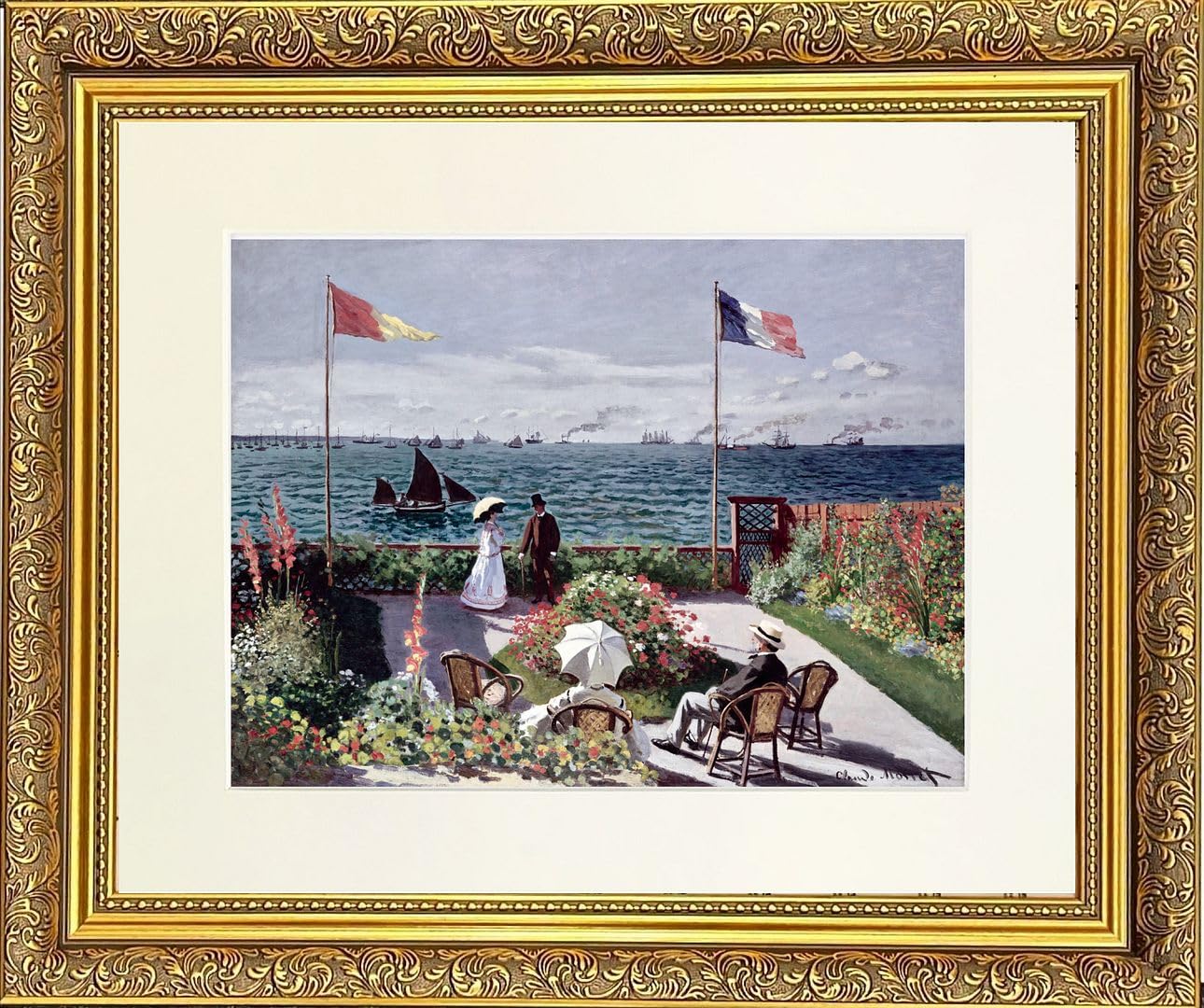 Nautical Three Mounted & Framed Print in Gold Dahlia Frame 14 x 12 Inch — image 1