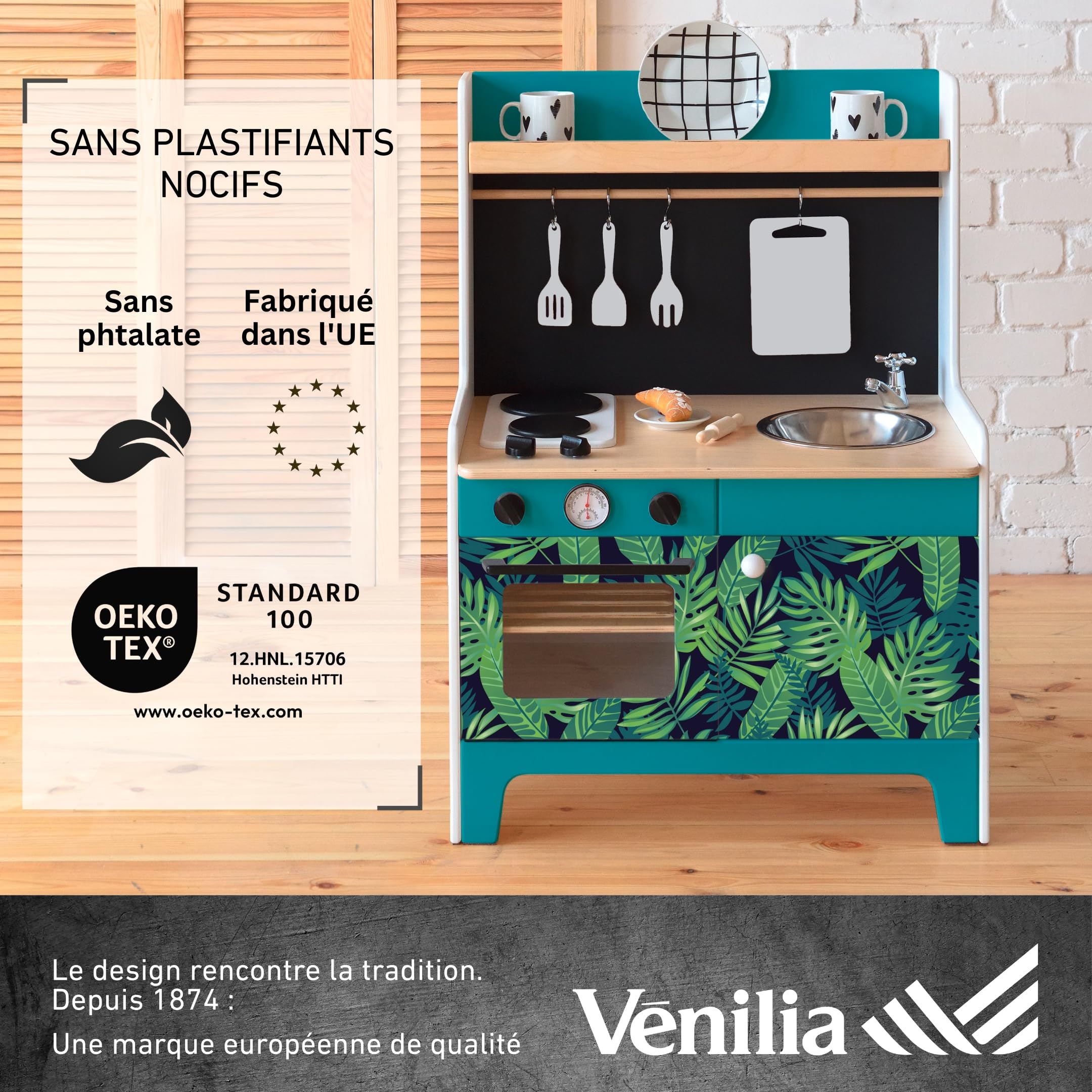 Venilia Papier adhésif | Jungle Feuilles Tropic | 45 cm x 2 m, Épaisseur 95μ | Film autocollant pour meuble et cuisine, film décoratif, papier peint | PVC sans phtalates | Fabriqué en UE