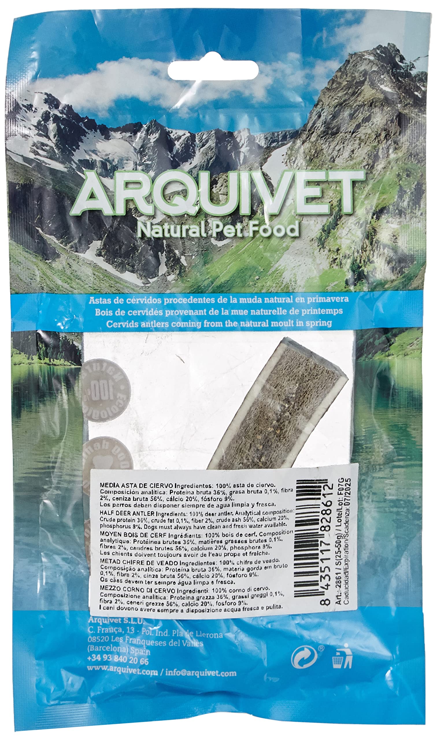 ARQUIVET Poroża jelenia dla psów - 100% naturalne - Gryzak dla psów - Hipoalergiczne poroża jelenia - Gryzak dla Canes - Psy do żucia - S (25-50 g)