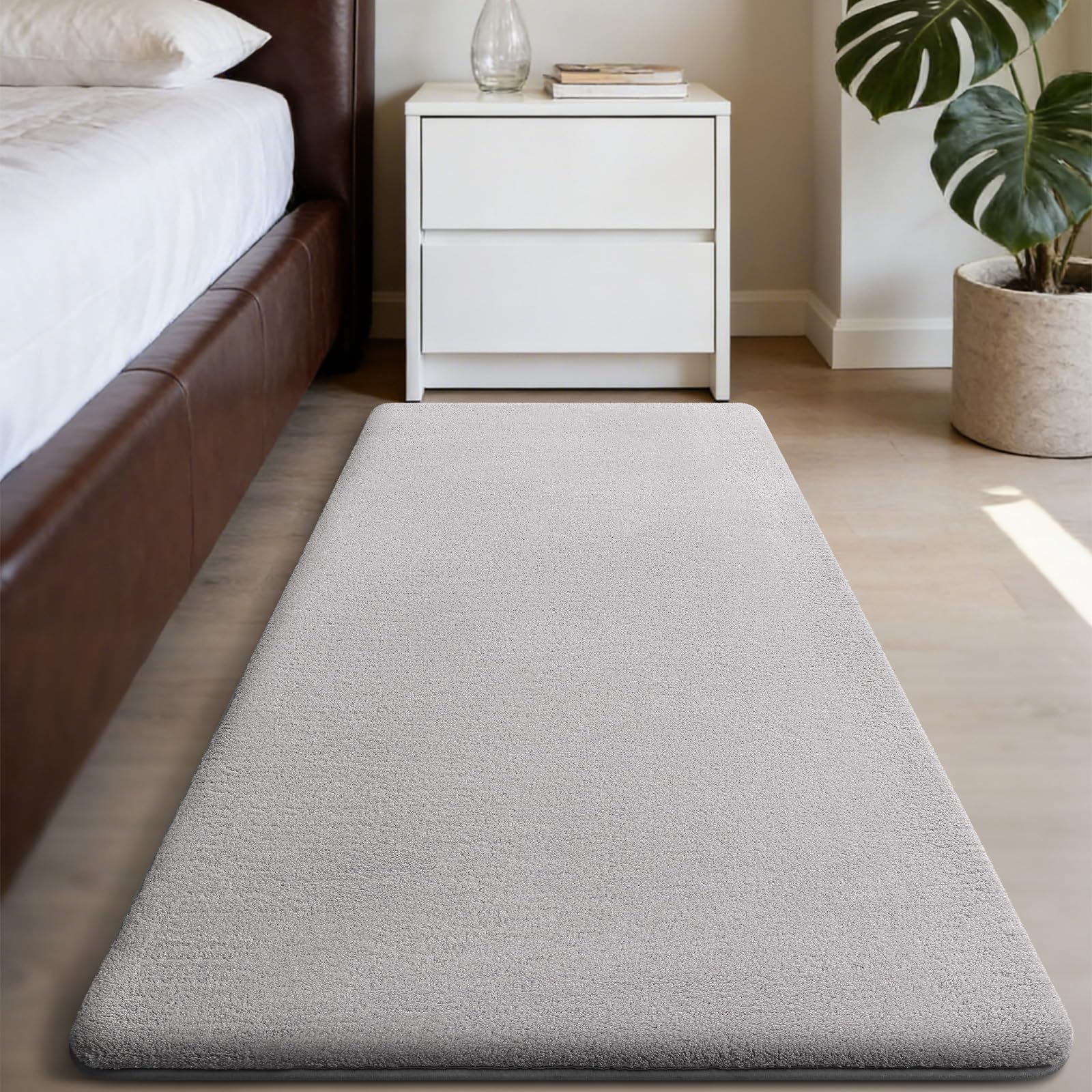Homaxy Modern Rugs Carpet Living Room, Soft Shaggy Non-Slip Non-Shedding, Fluffy Washable Rug for Bedroom Hallway, Easy Care Home Decor, 80x150cm, Grey