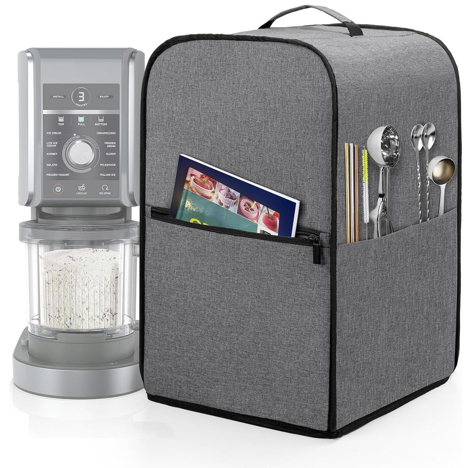 Ninja Creami Deluxe NC501EU Schutzhülle, Staubschutz für Ninja Eismaschine, Grau, 43 x 33 x 23 CM