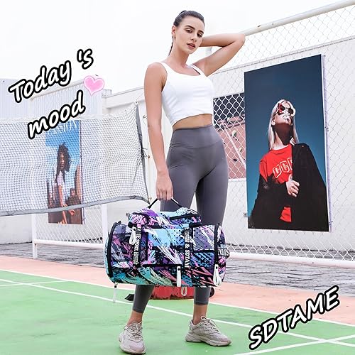 Miniatura 5 de Bolsa de lona para gimnasio, mochila de viaje con compartimento para calzado, para usarla de 4 formas, para mujeres y hombres, multifuncional, capa