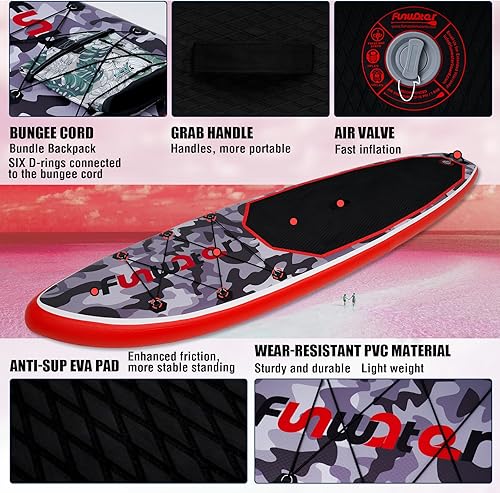 Vista 78 de FunWater Inflatable Stand Up Paddle Board with Premium SUP Paddleboard Accessories, Anti-Slip EVA Deck, 11'/10'6'' Paddle Boards for Adults & Youth