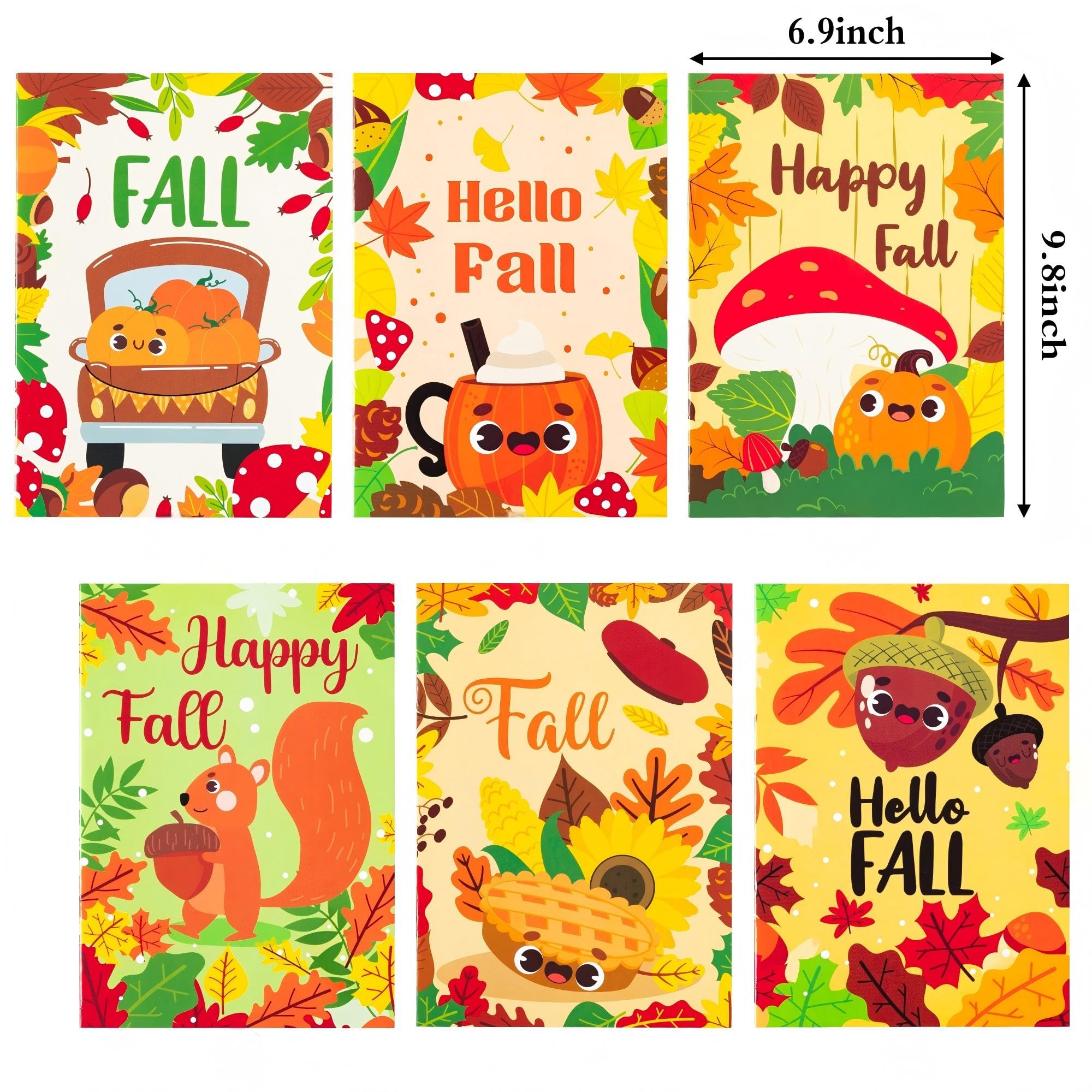 72 libri da colorare autunnali per bambini all'ingrosso autunno mini libretto da colorare fai da te libro da disegno artistico con zucca scoiattolo per i più piccoli Halloween Ringraziamento