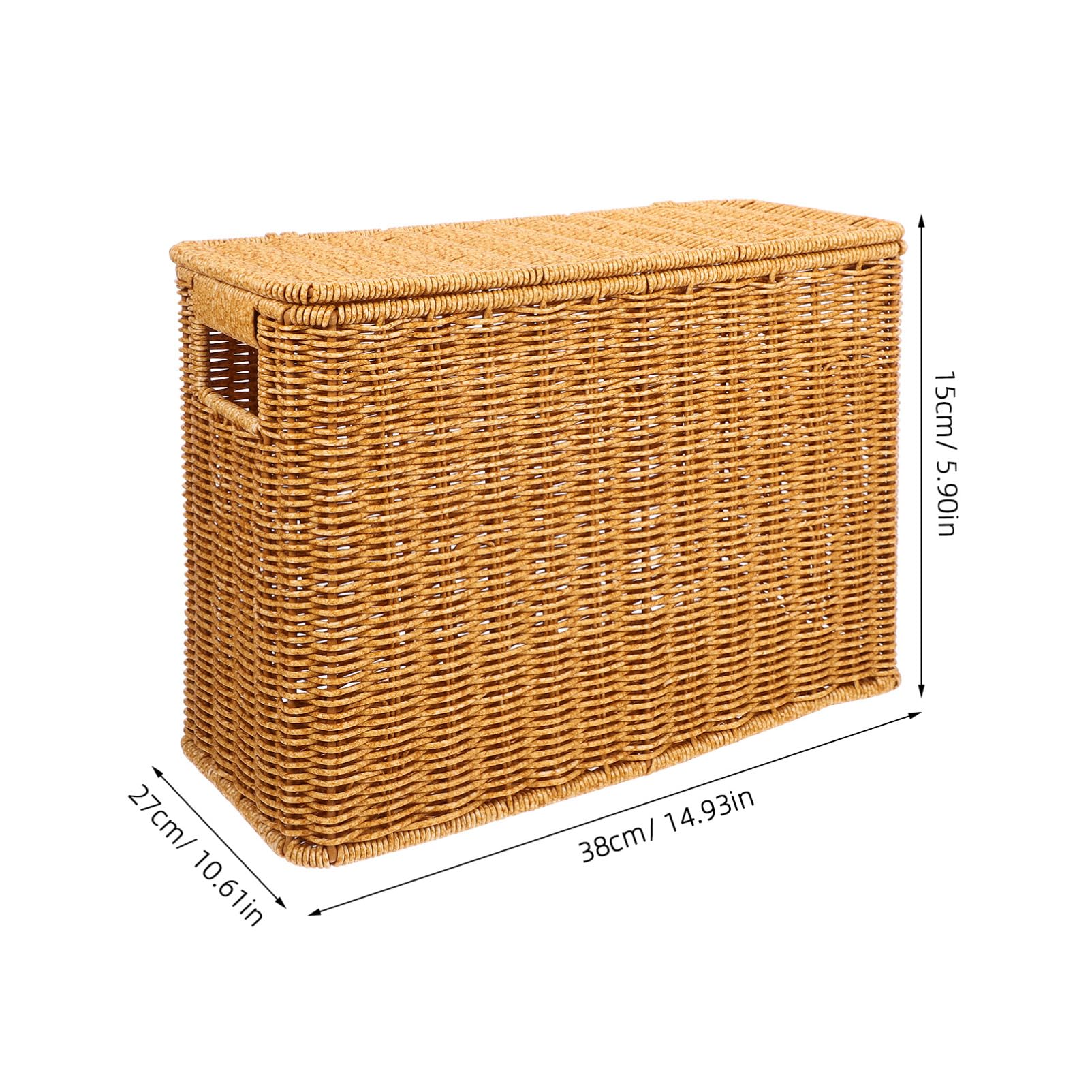 Alipis Crimp Storage Box Woven Lid Narrow Basket for Magazines Toys Decorative Organizer for Home