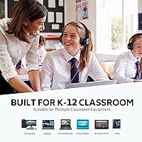 Vista 4 de AILIHEN Paquete de 12 auriculares para aula, con cable y micrófono para estudiantes, adolescentes, biblioteca, Chromebook, laptop, ajustables