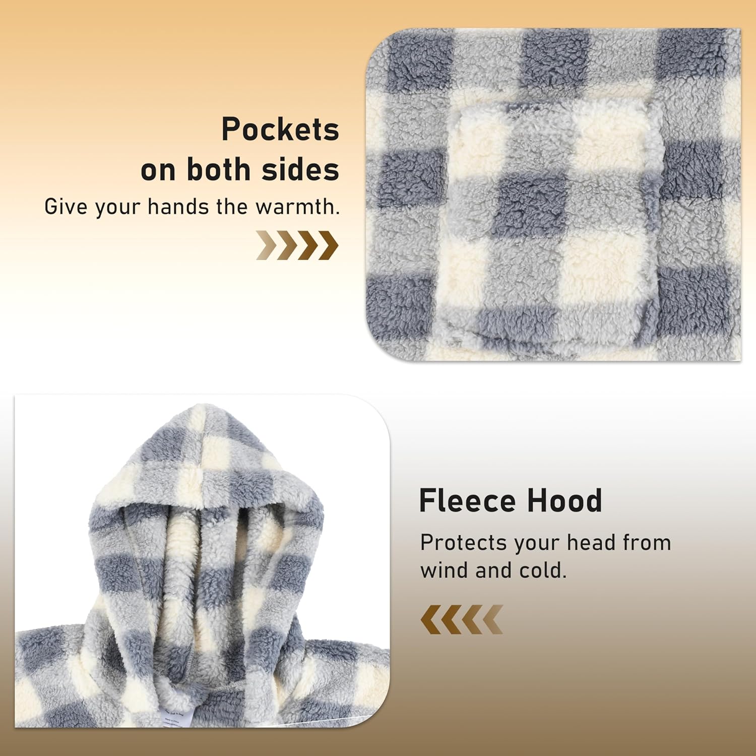 Catalonia Women's Poncho Cape, Sherpa Cloak Coat, Snuggly Hooded Wearable Blanket, Gift Idea for Mom and Teen Girls - Image 4