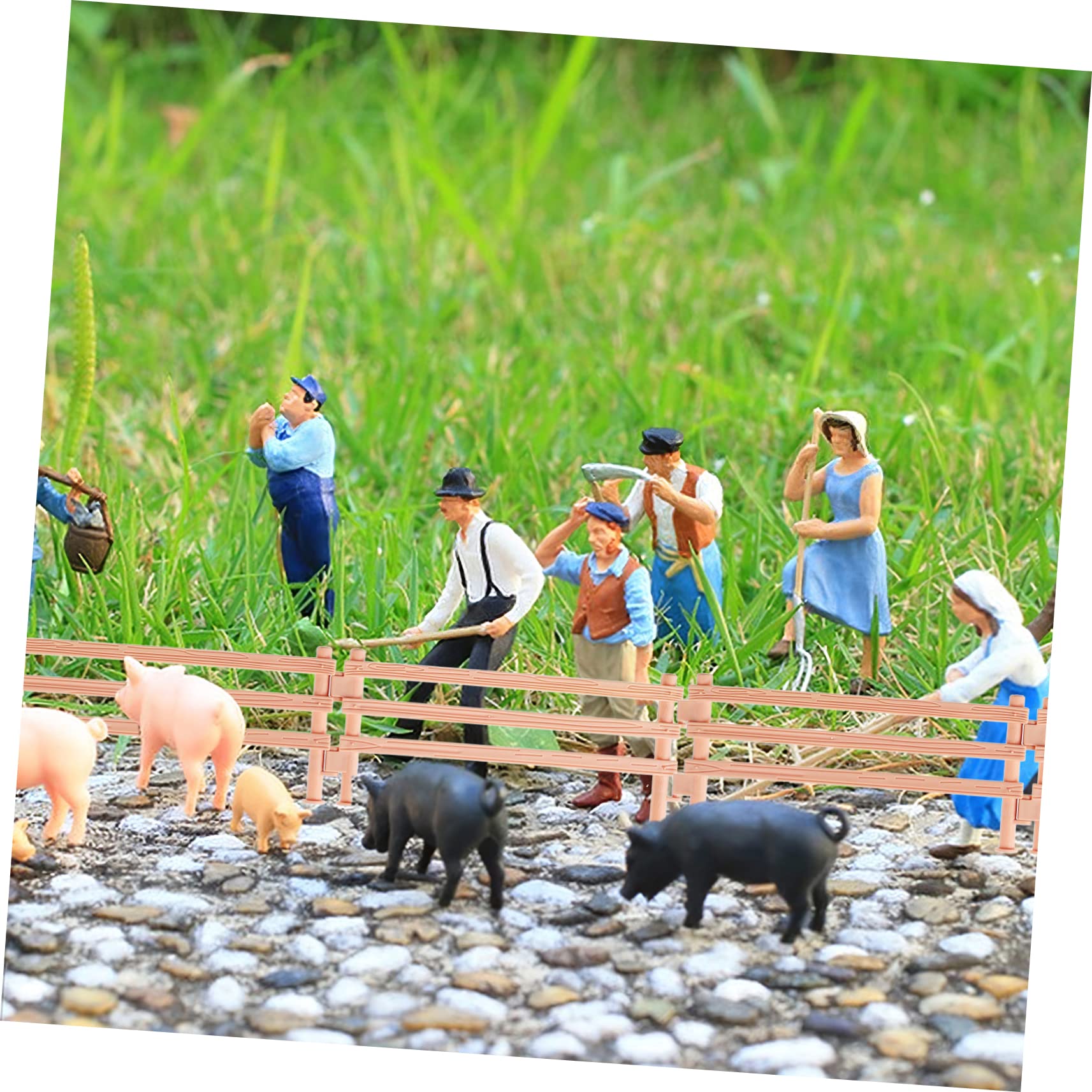 ibasenice Vallas De Juguete para Granja 50 Piezas Beige para Niños Set De Paneles Puntales para Establo y Figuras Animales Juego Creativo y Educativo
