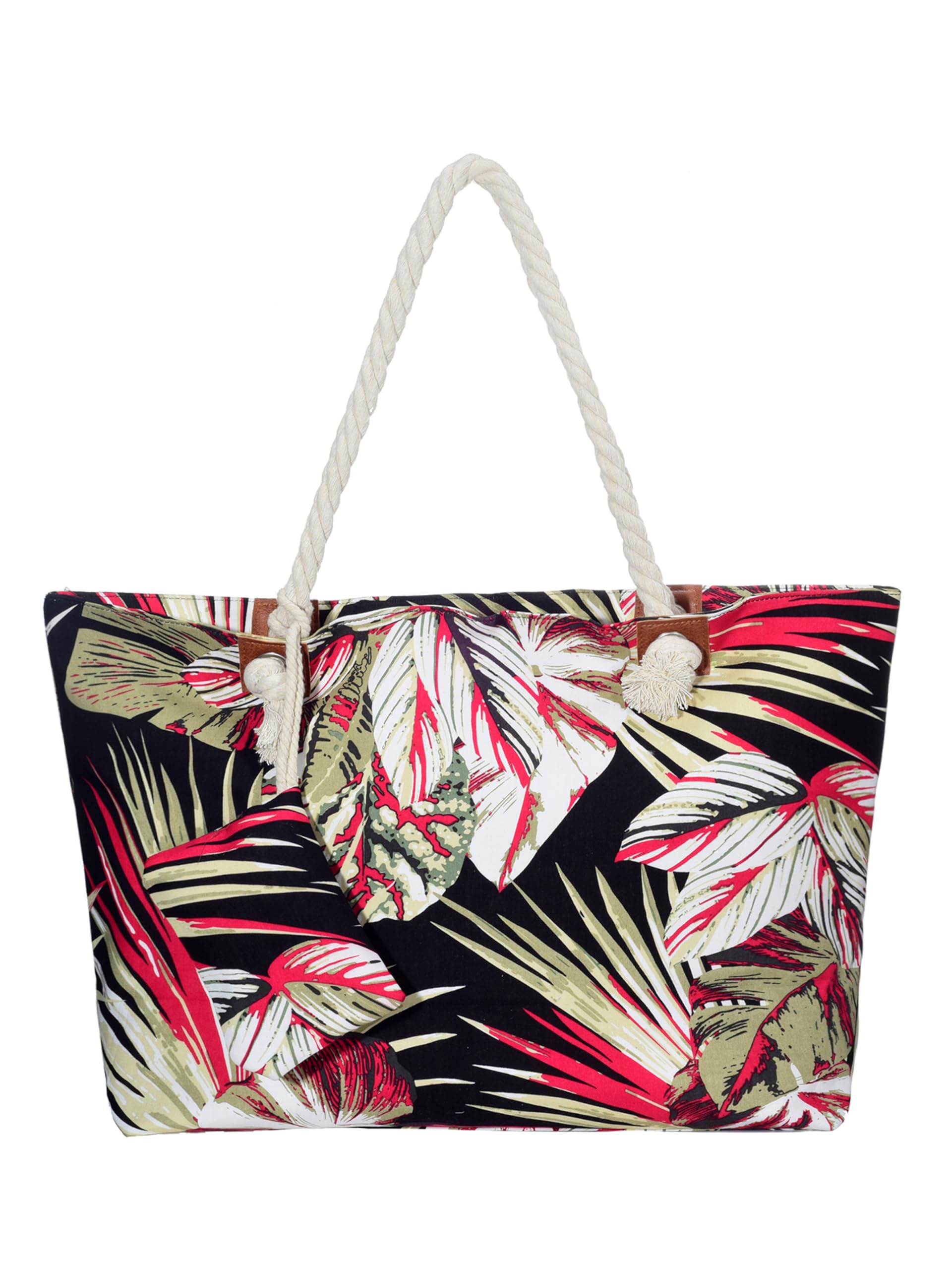 DonDon Strandtasche XXL mit Reißverschluss - Umhängetasche Damen, Shopper Tasche Damen im Beach Look mit Schulterriemen - Urlaub Must Haves Beach bag