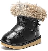 Vista 1 de KVbabby Botas de nieve para niños pequeños, con forro de piel sintética, impermeables