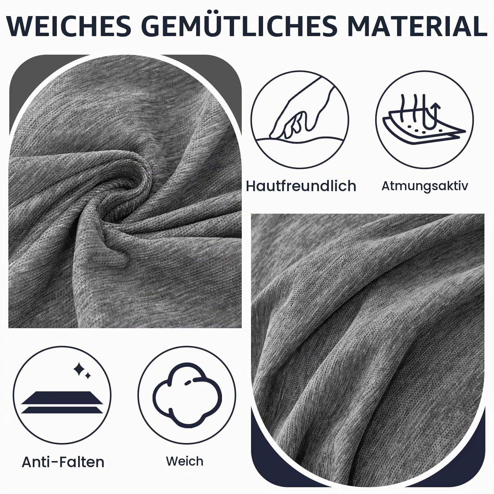 Royhom Sofa Überzug Chenille, Sofabezug L Form, Couch Überzug Ecksofa, Sofaüberwurf 2 Sitzer, Couch Überwurf mit Deko Quasten, Grau Sofa Überwurf(Dunkelgrau, 180x260cm)