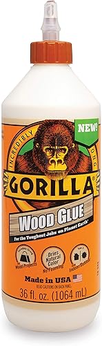 Gorilla Pegamento de madera, botella de 36 onzas, color madera natural, (paquete de 1)