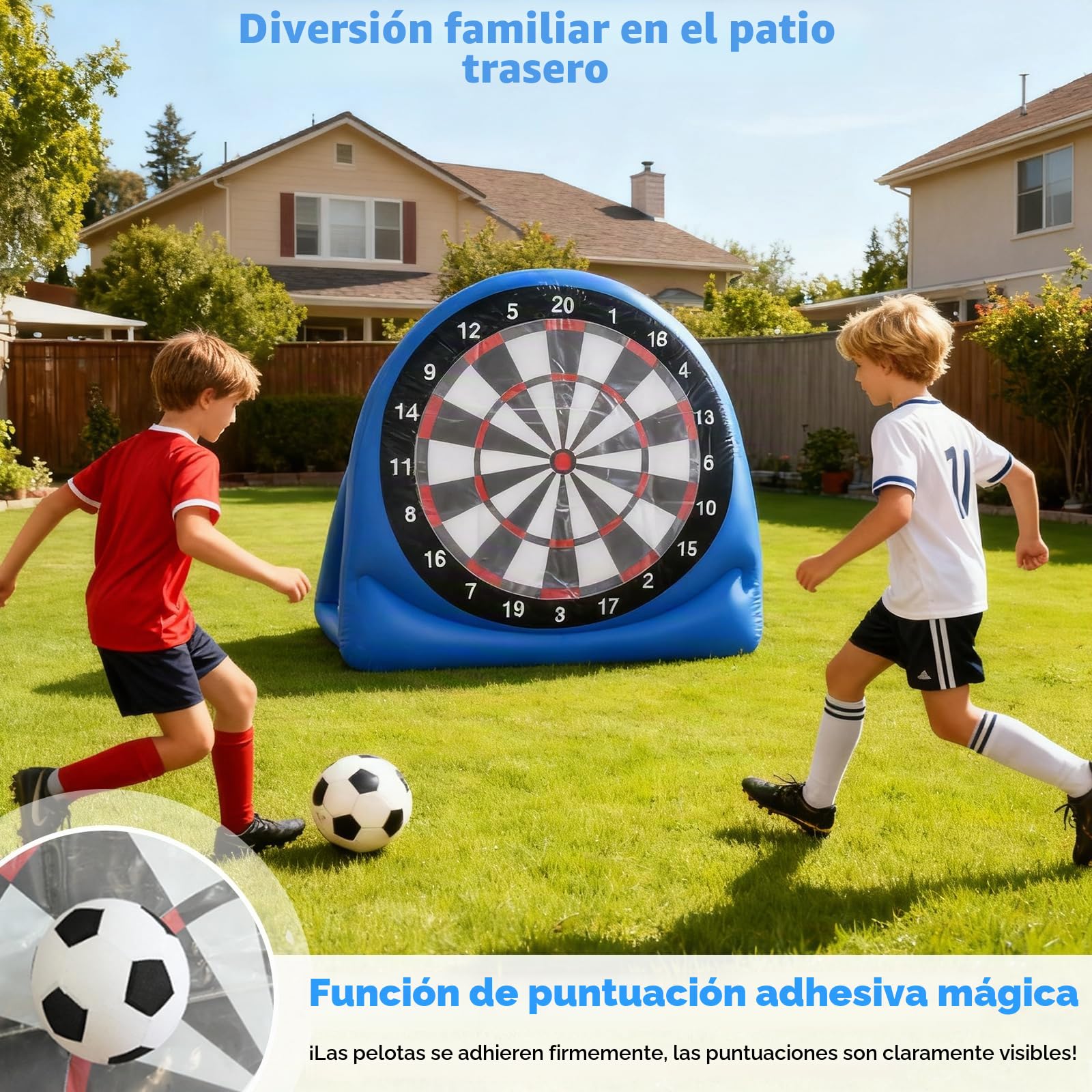 Diana Dardos Fútbol Inflable 150 cm, Tablero de Dardos de Fútbol Plegable